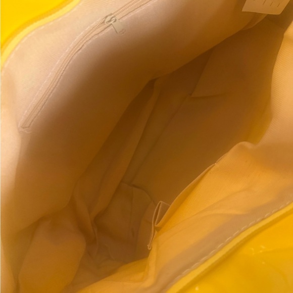 Gabaany Yellow Quilted Tote Bag NWT Patent Shine Rope Handle Y2K Festival - Picture 4 of 7